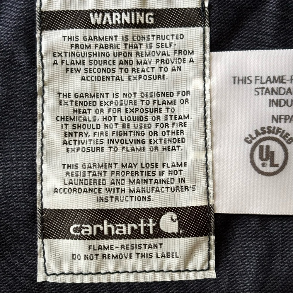 Carhartt NWT embroidered Dark Blue Flame Resistant Lightweight Twill Shirt XL - Picture 10 of 11